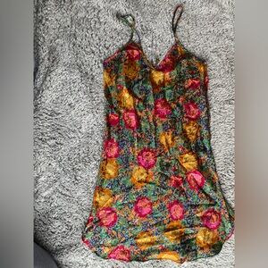 VINTAGE 80s/ 90s Jewel Tone Floral Satin Slip Top